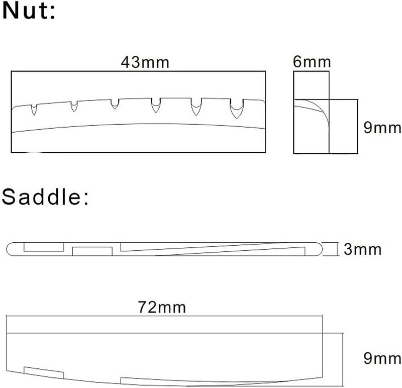 MAXCHEER 6 String Acoustic Guitar Bone Bridge Saddle and Nut Made of Real Bone with 2pcs Sandpaper(2 set Acousitc Bone Saddle and Nut) - Image 2